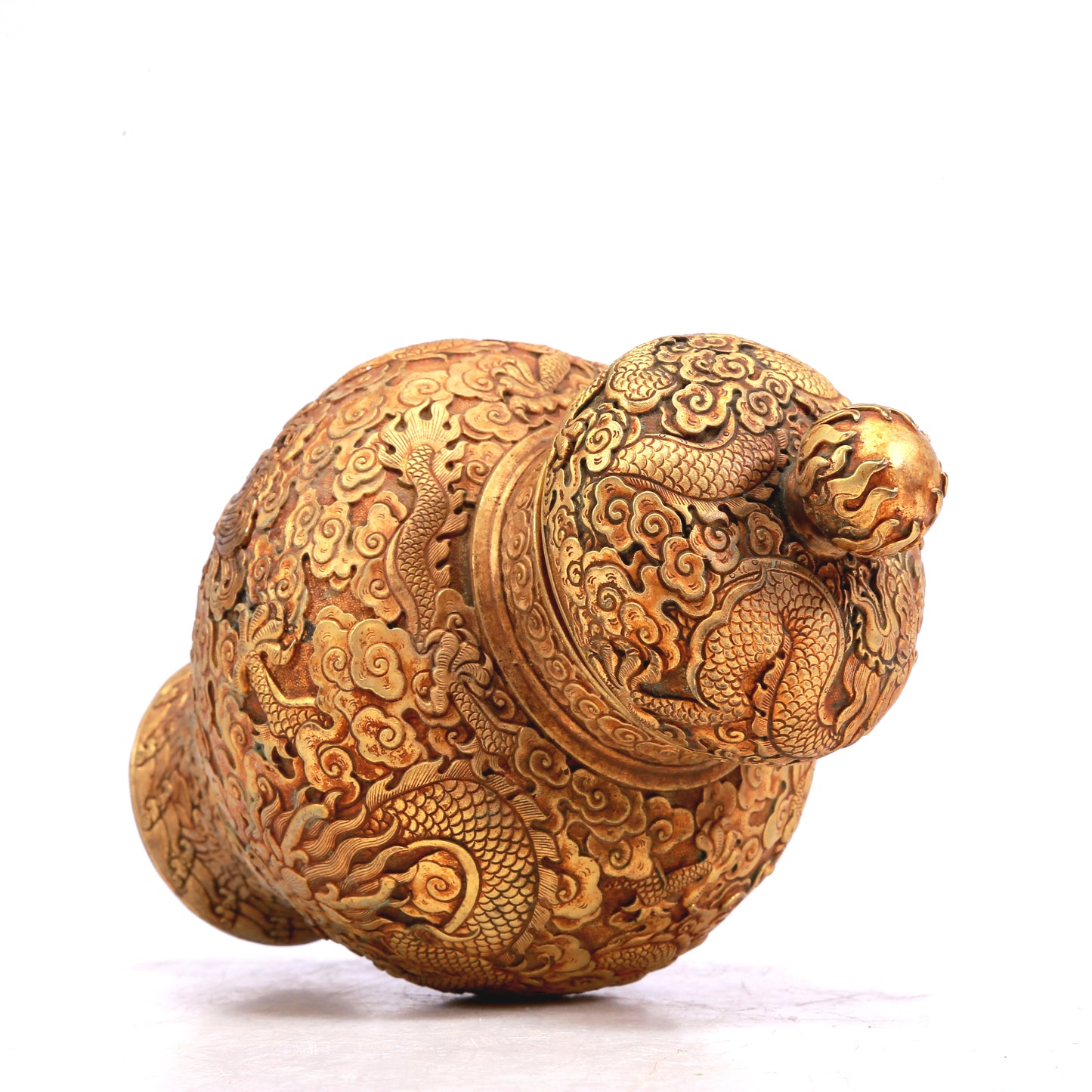 A Wonderful Pair Of Gilt-Bronze 'Dragon& Auspicious Cloud' Jars