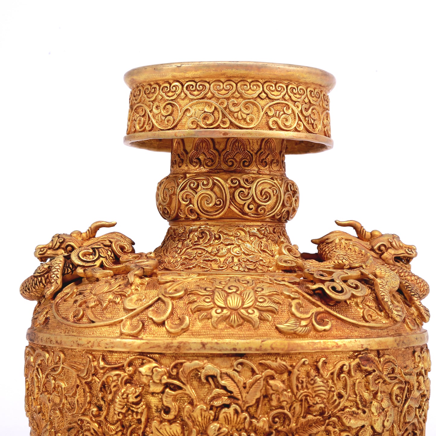 A Wonderful Gilt-Bronze 'Scrolling Lotus' Vase