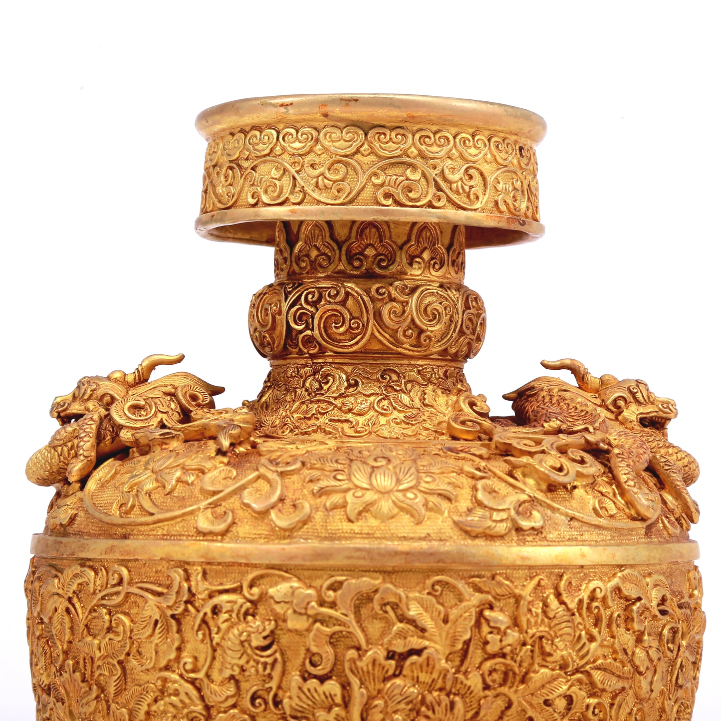 A Wonderful Gilt-Bronze 'Scrolling Lotus' Vase
