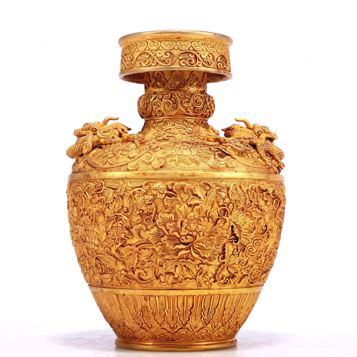 A Wonderful Gilt-Bronze 'Scrolling Lotus' Vase