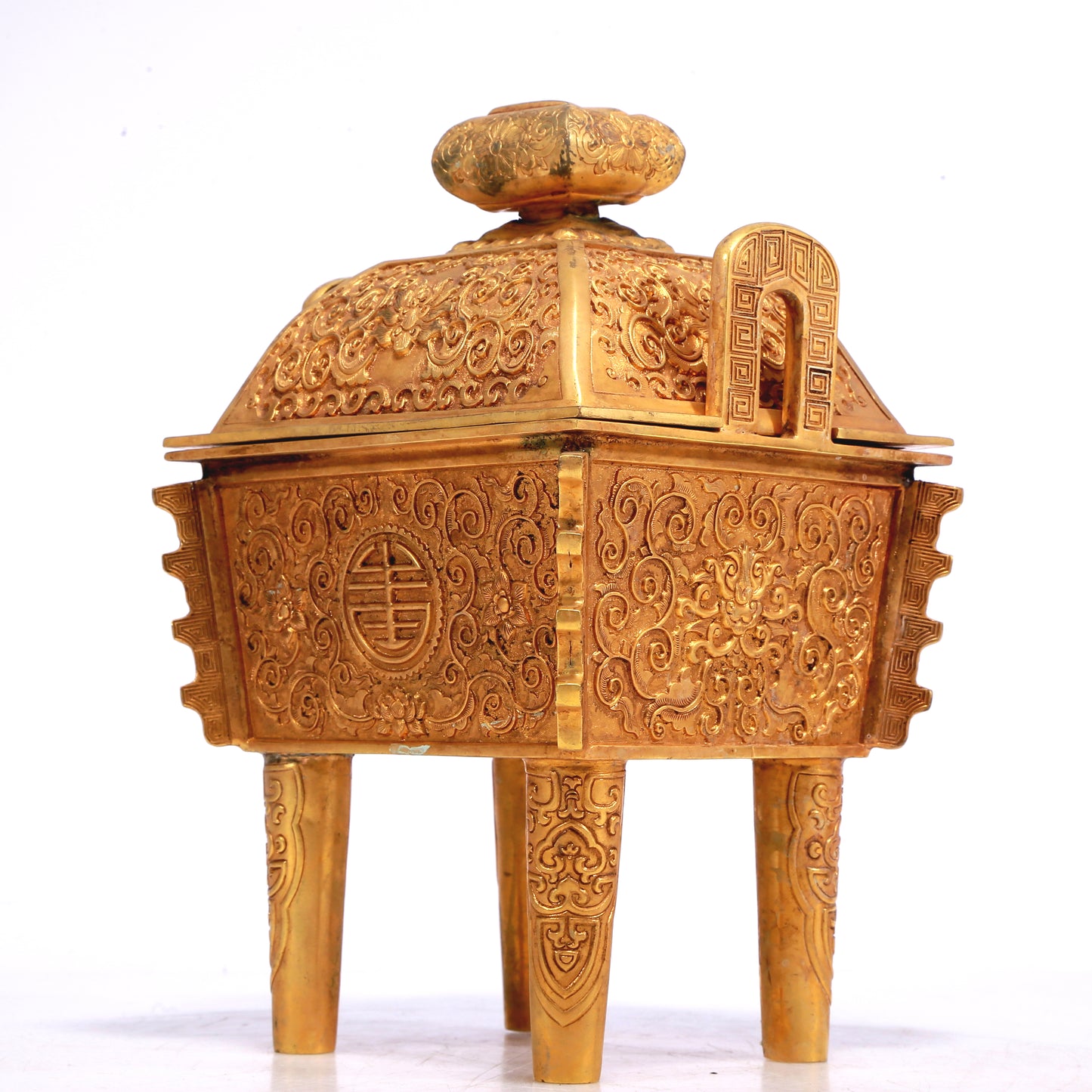 A Wonderful Gilt-Bronze 'Scrolling Lotus' Censer And Cover
