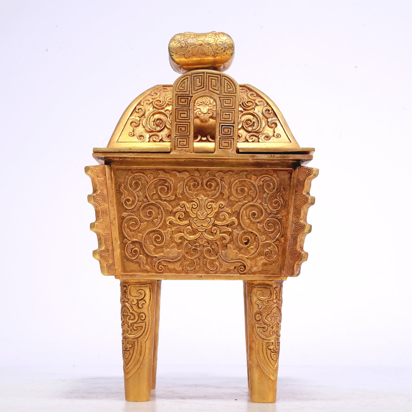 A Wonderful Gilt-Bronze 'Scrolling Lotus' Censer And Cover