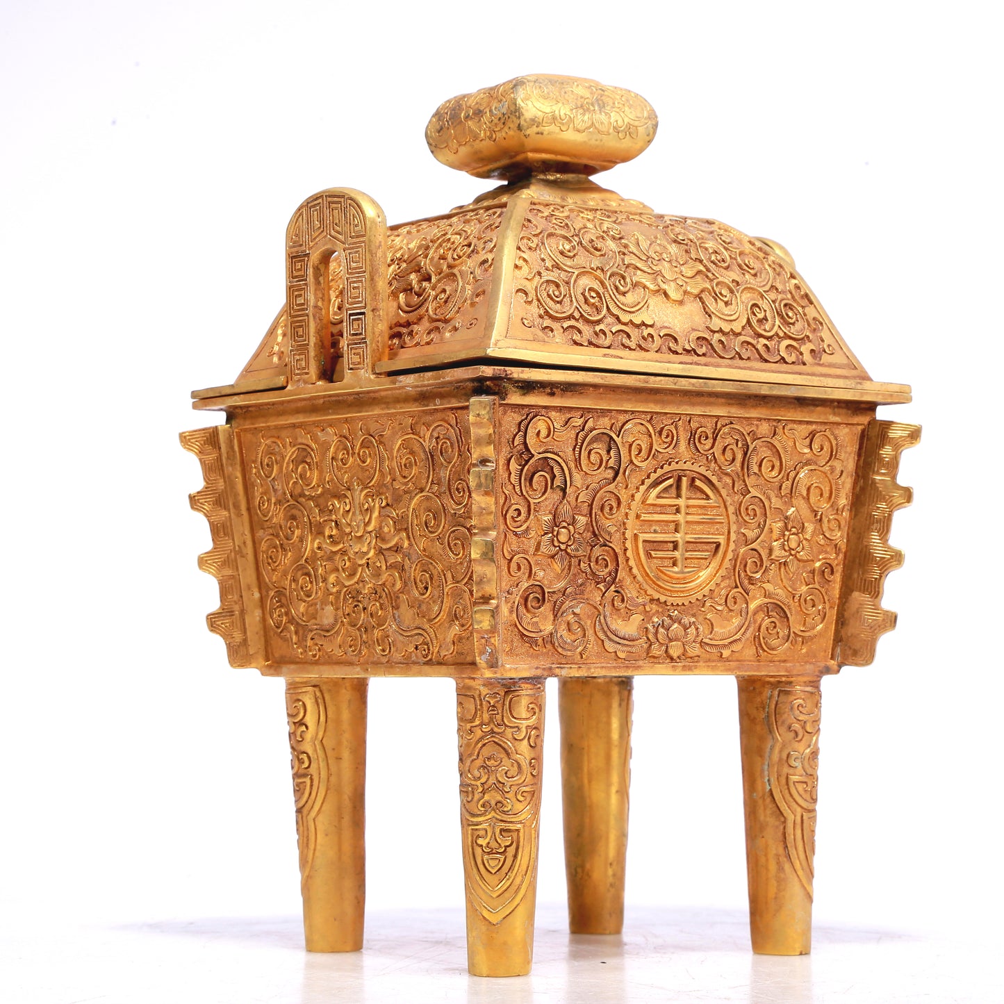 A Wonderful Gilt-Bronze 'Scrolling Lotus' Censer And Cover