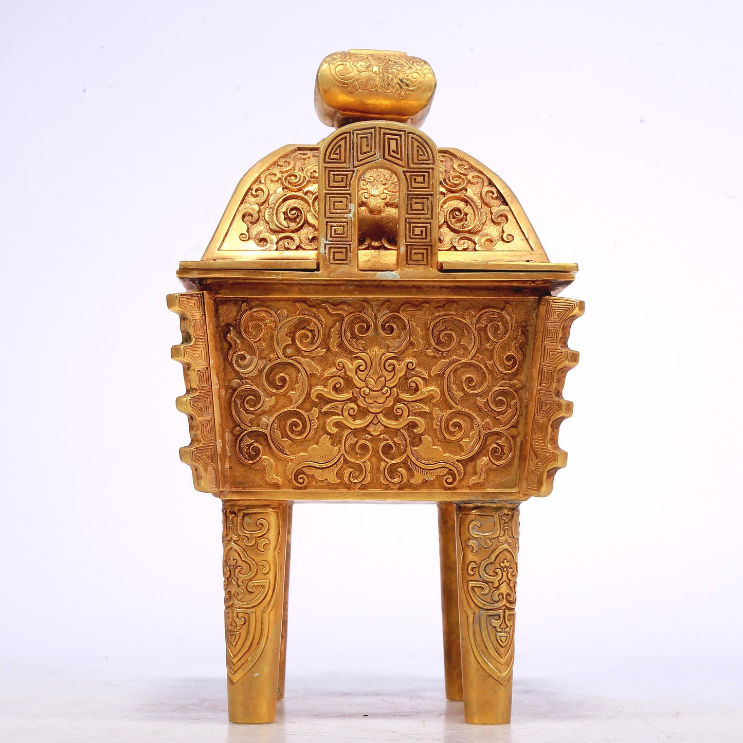 A Wonderful Gilt-Bronze 'Scrolling Lotus' Censer And Cover