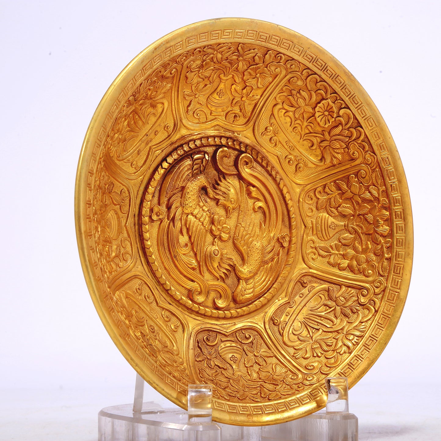 A Wonderful Gilt-Bronze 'Flower& Phoenix' Dish