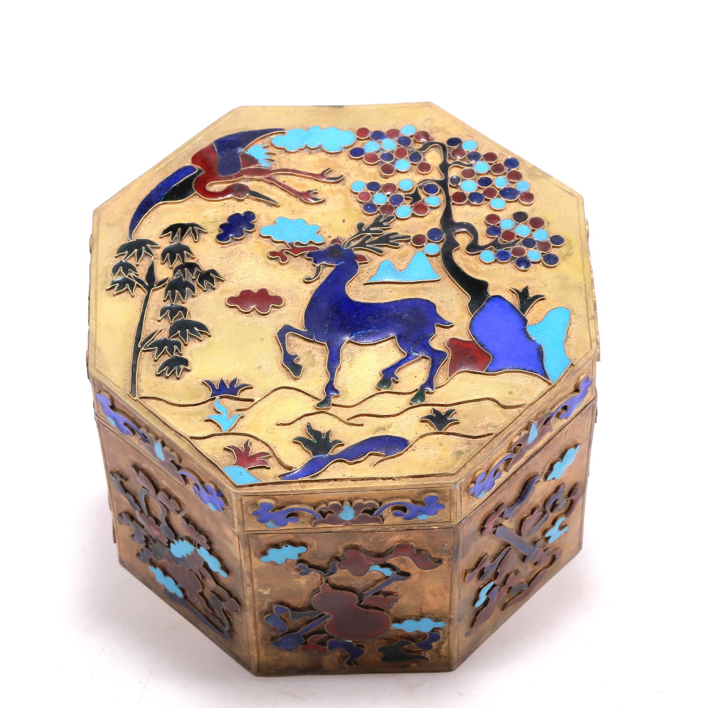 A Wonderful Gilt-Bronze Gem-Inlaid 'Scrolling Lotus' Box