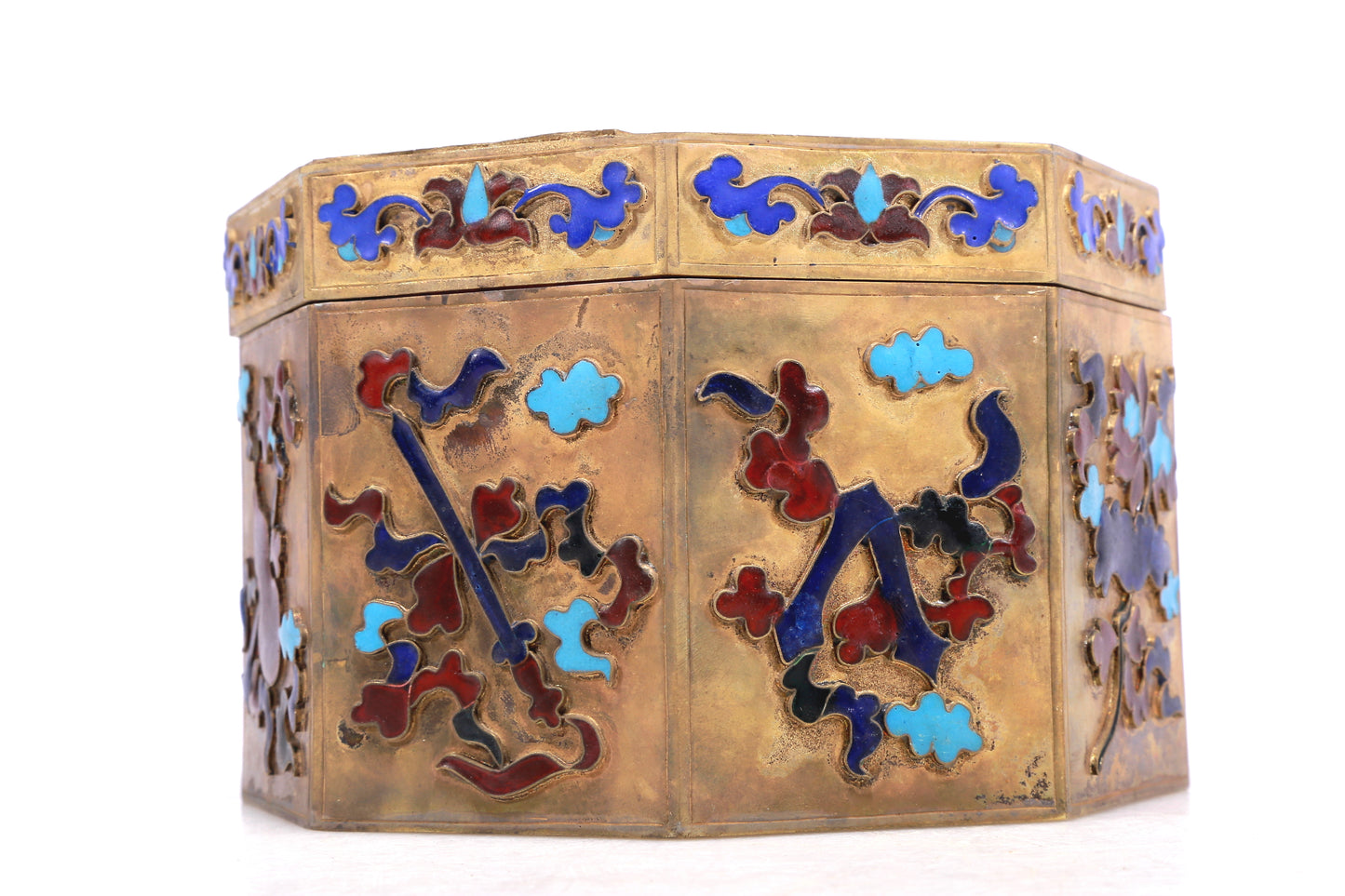 A Wonderful Gilt-Bronze Gem-Inlaid 'Scrolling Lotus' Box