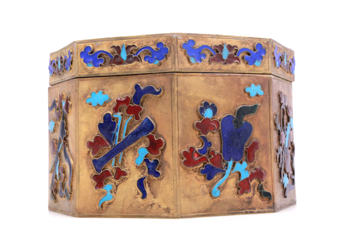 A Wonderful Gilt-Bronze Gem-Inlaid 'Scrolling Lotus' Box