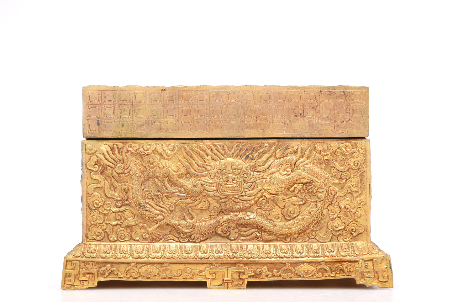 A Wonderful Gilt-Bronze 'Dragon& Auspicious Cloud' Box
