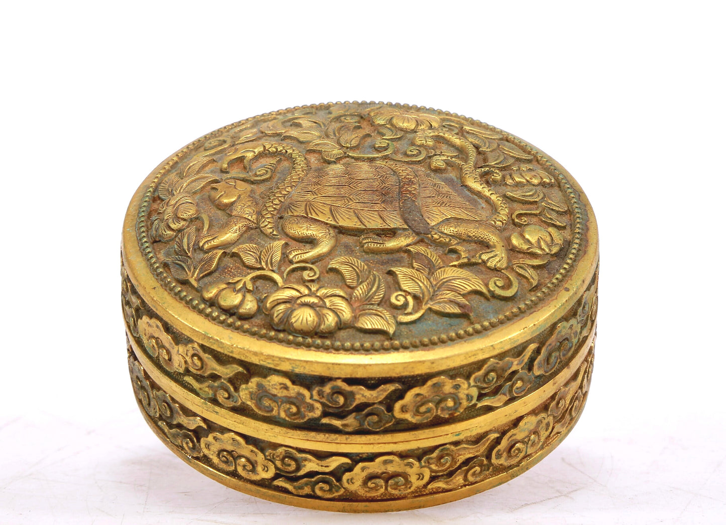 A Fantastic Gilt-Bronze 'Auspicious Beast& Cloud' Box