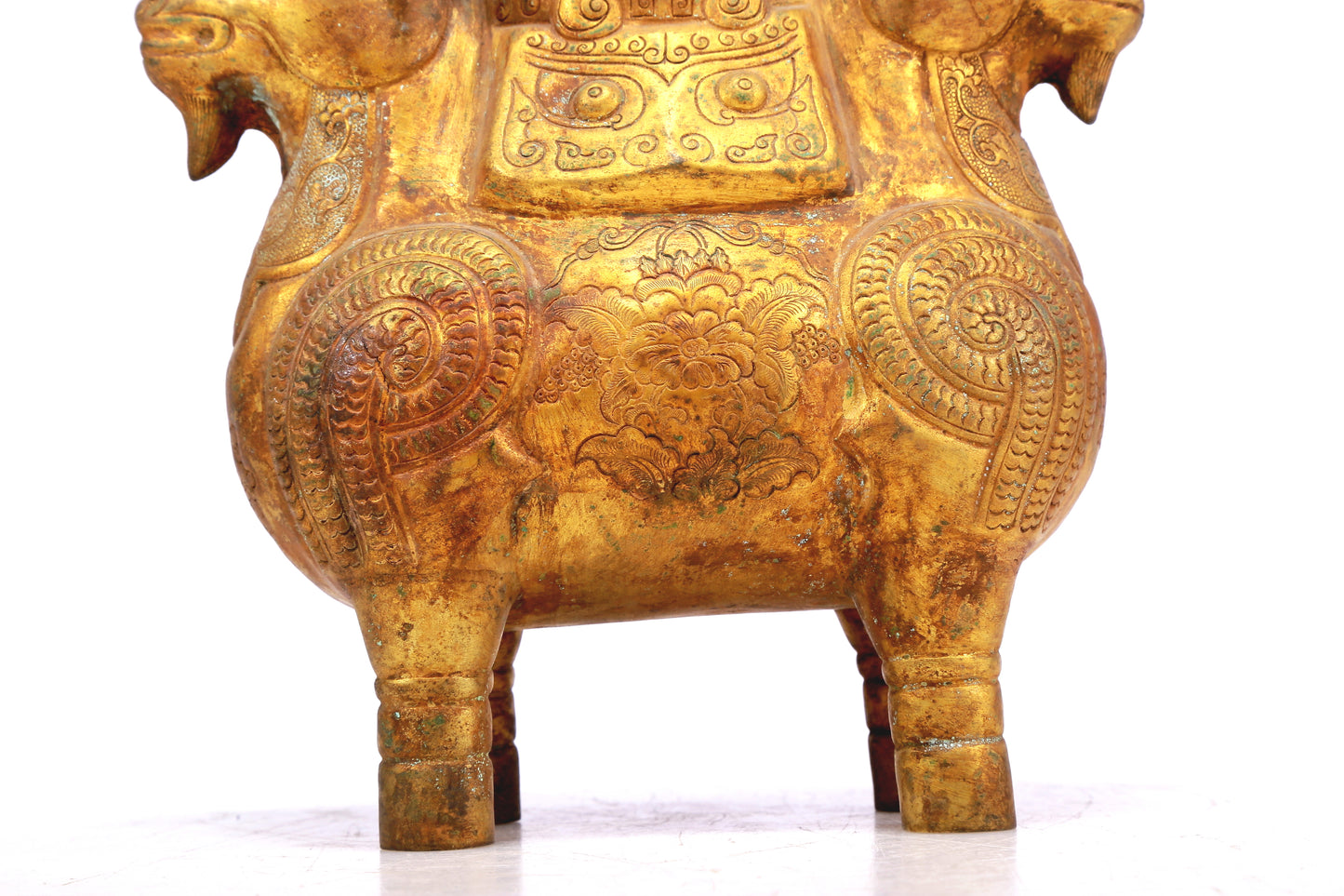 An Excellent Gilt-Bronze Buffalo-Form Vase And Cover