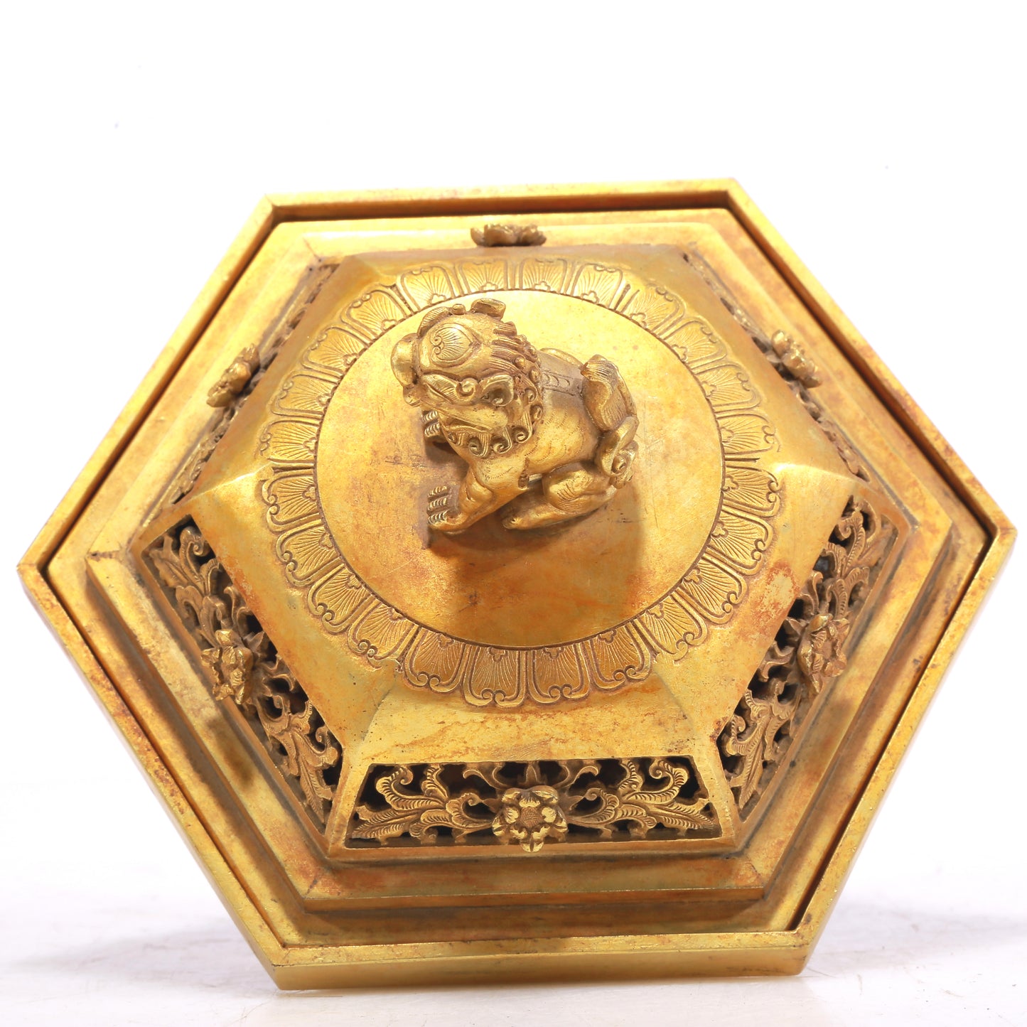 An Excellent Gilt-Bronze 'Bird& Flower' Tripod Censer And Cover