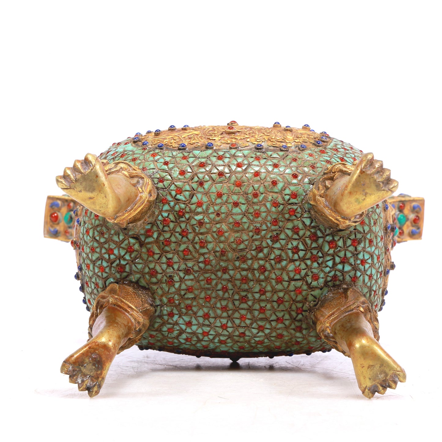 An Excellent Gilt-Bronze Gem-Inlaid 'Dragon' Censer And Cover