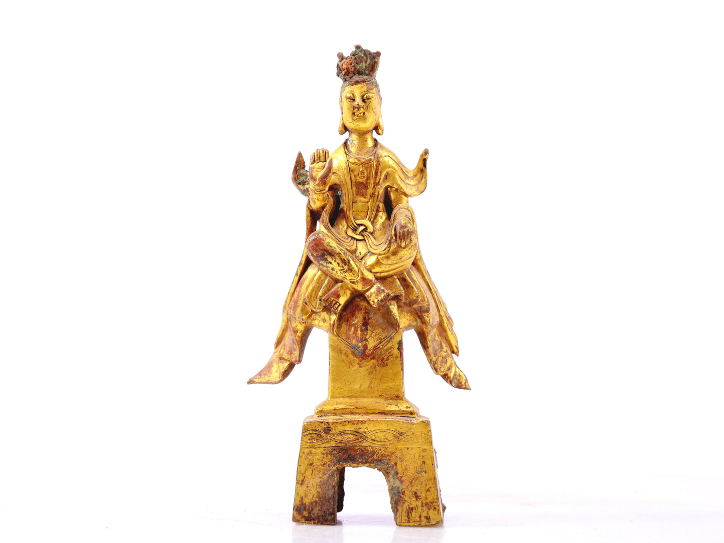 A sacred gilt bronze statue of Bodhisattva