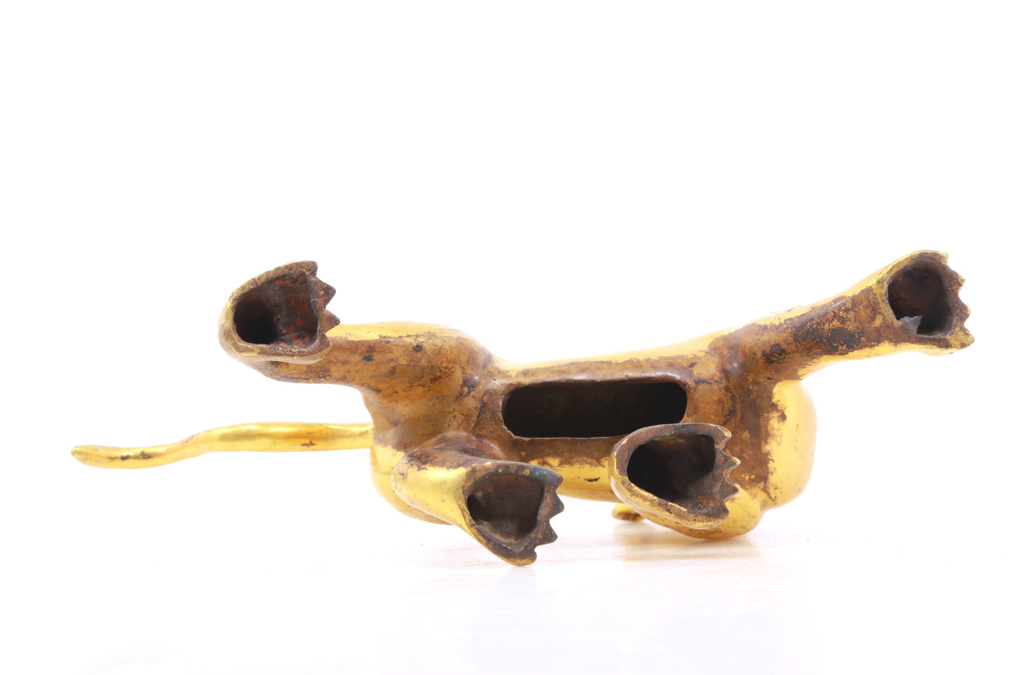 An exquisite gilt bronze leopard ornament