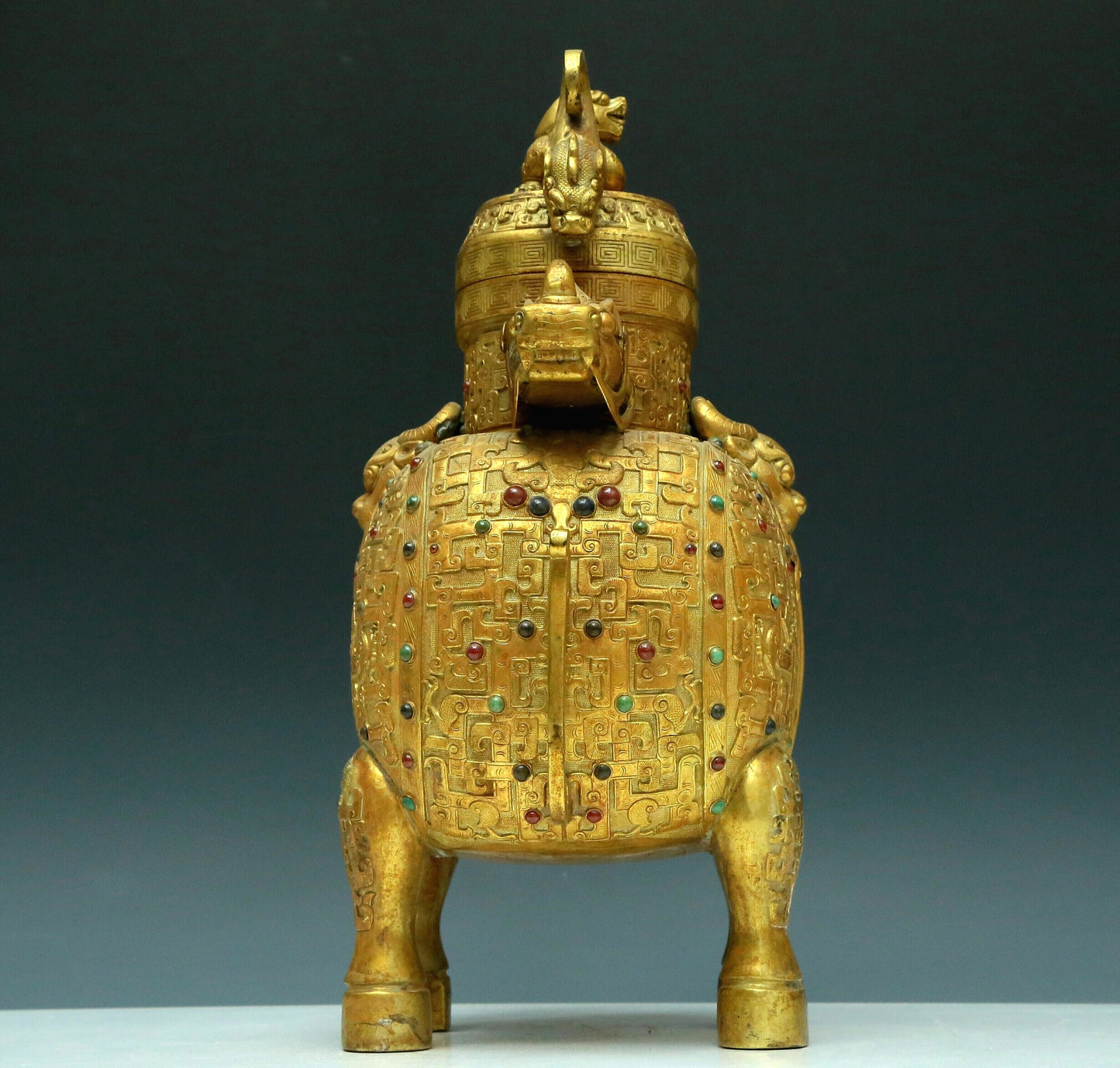 A Magnificent Gilt-Bronze Gem-Inlaid 'Beast' Vase And Cover