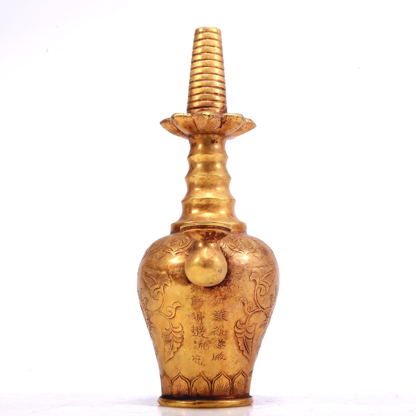 Marvelous Gilt-Bronze 'Flower' Ewer With Inscriptions
