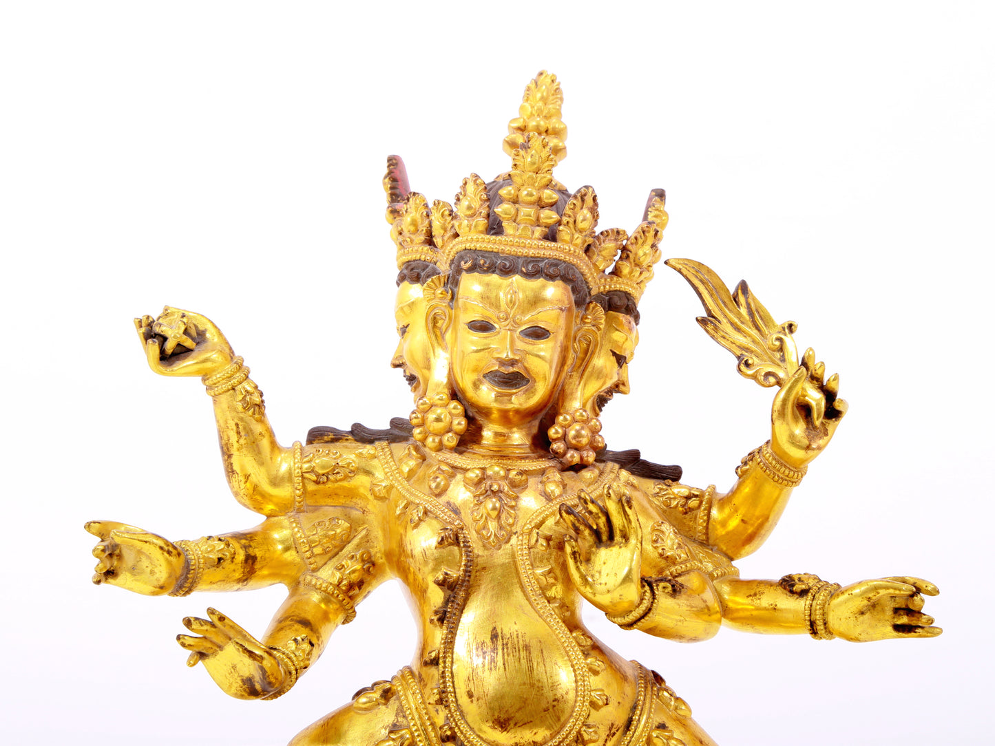 A solemn gilt bronze Vajra statue