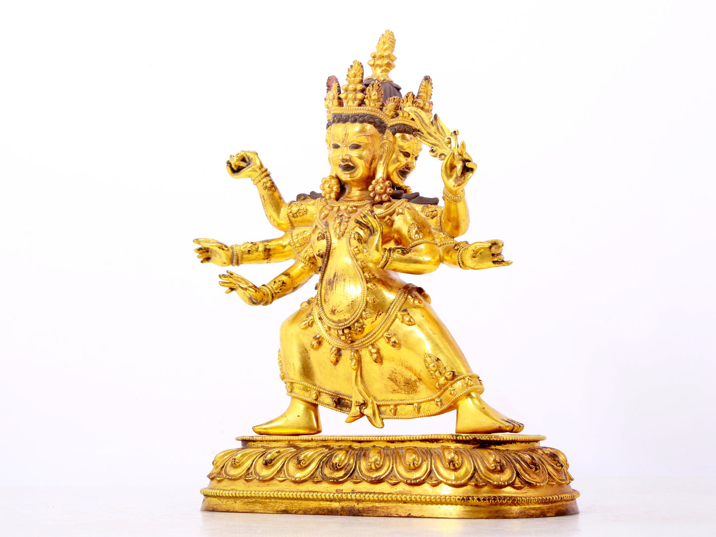 A solemn gilt bronze Vajra statue