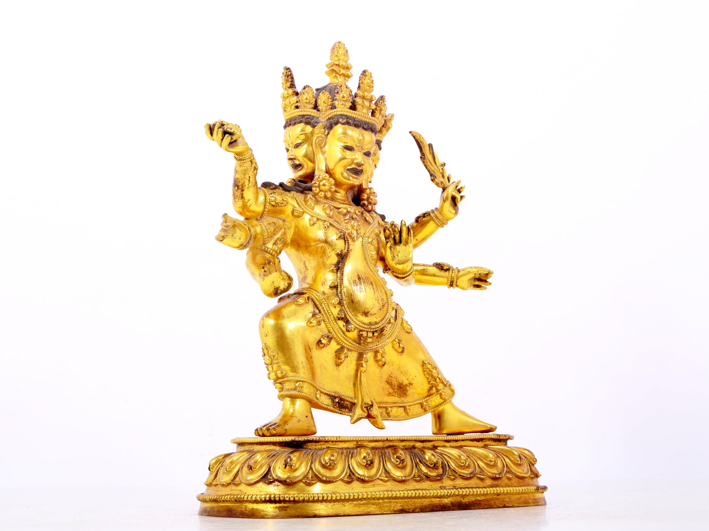 A solemn gilt bronze Vajra statue