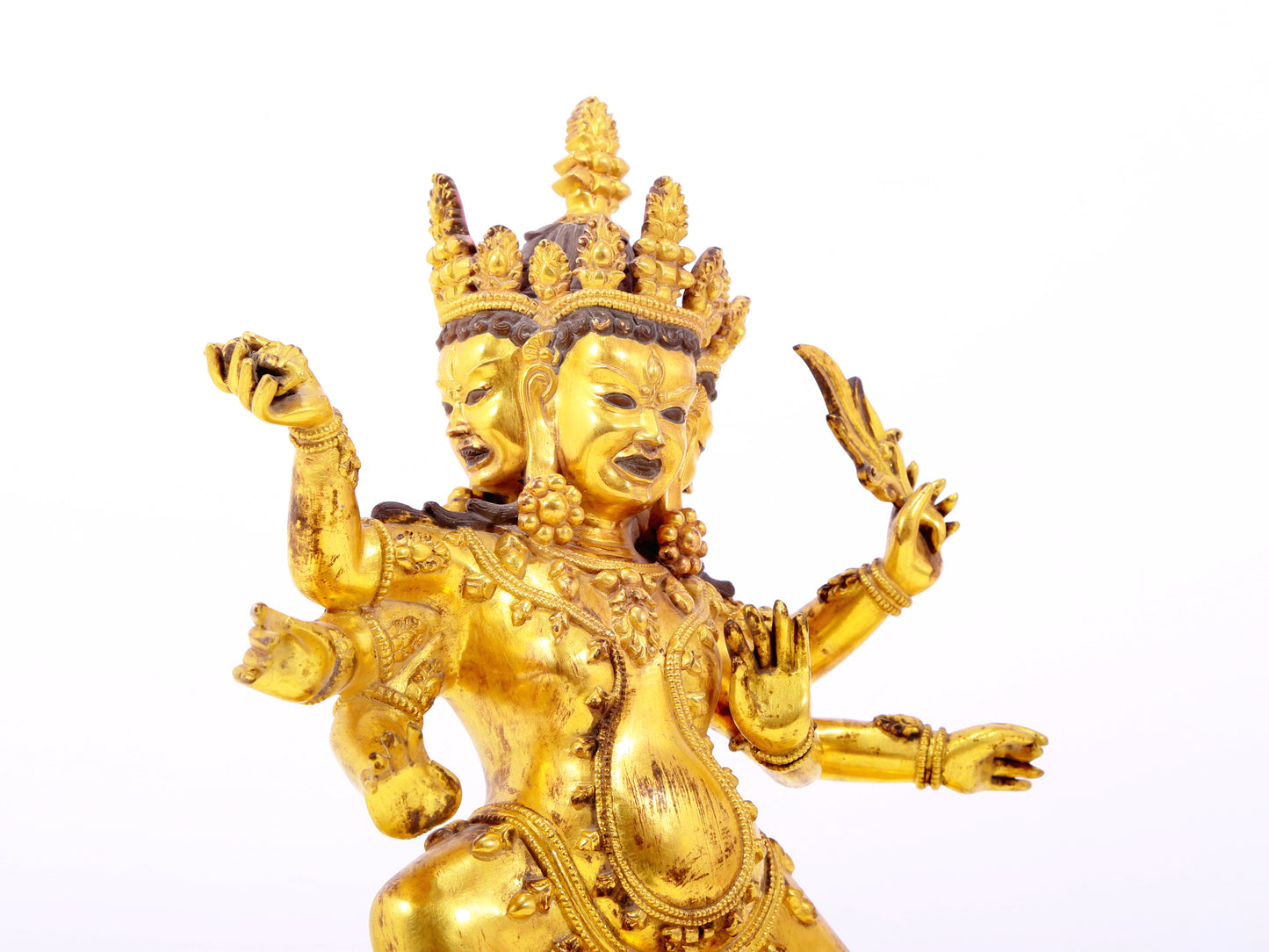 A solemn gilt bronze Vajra statue