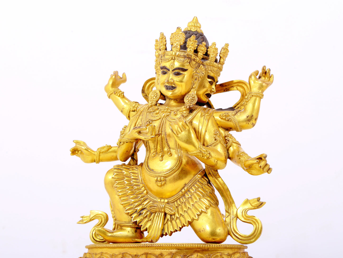 A solemn gilt bronze Vajra statue