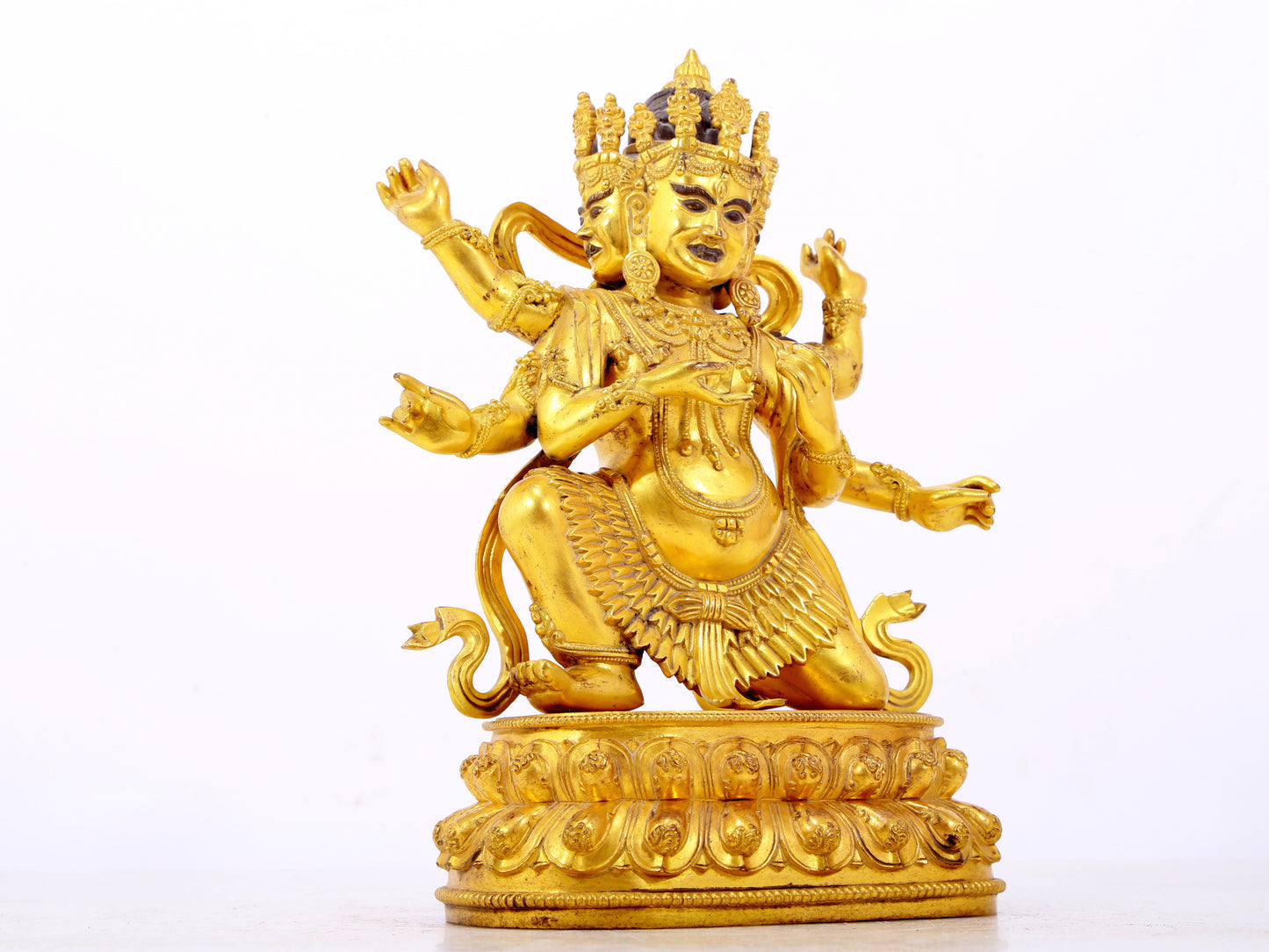 A solemn gilt bronze Vajra statue