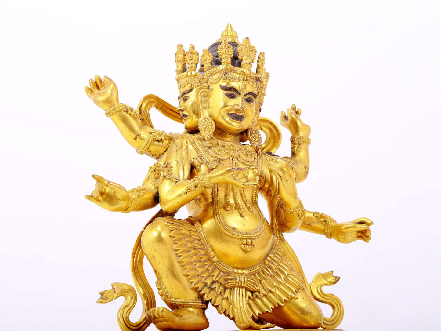 A solemn gilt bronze Vajra statue