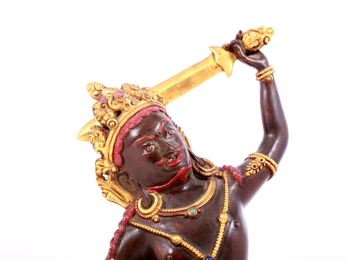 A solemn gilt bronze Vajra statue