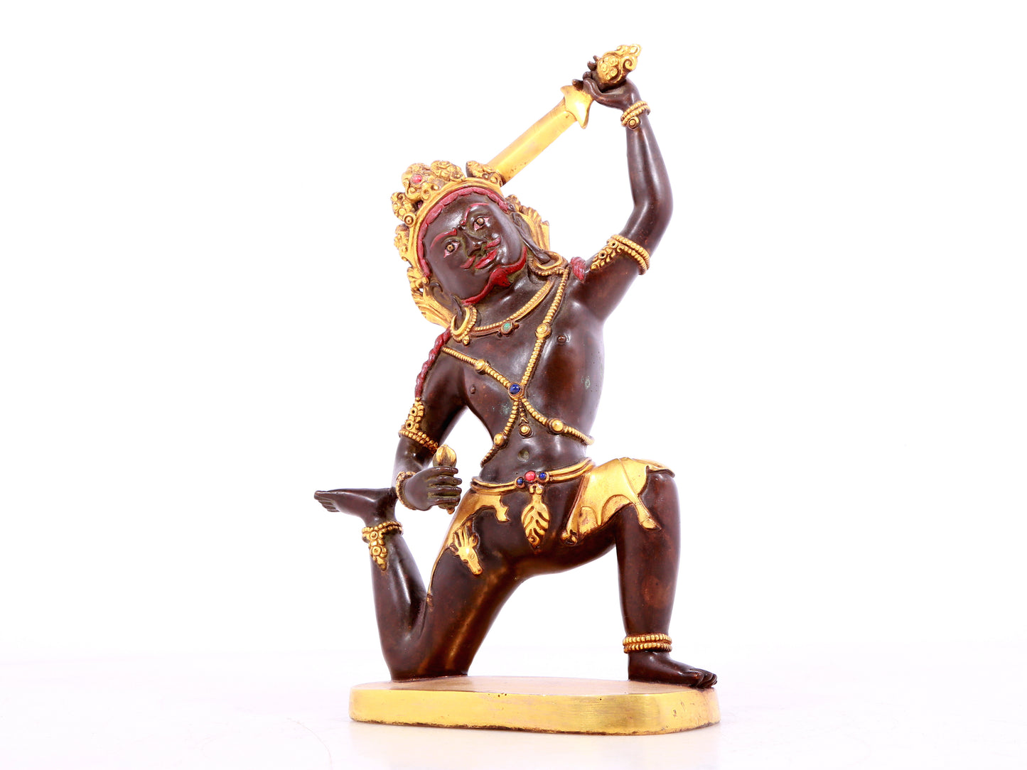 A solemn gilt bronze Vajra statue