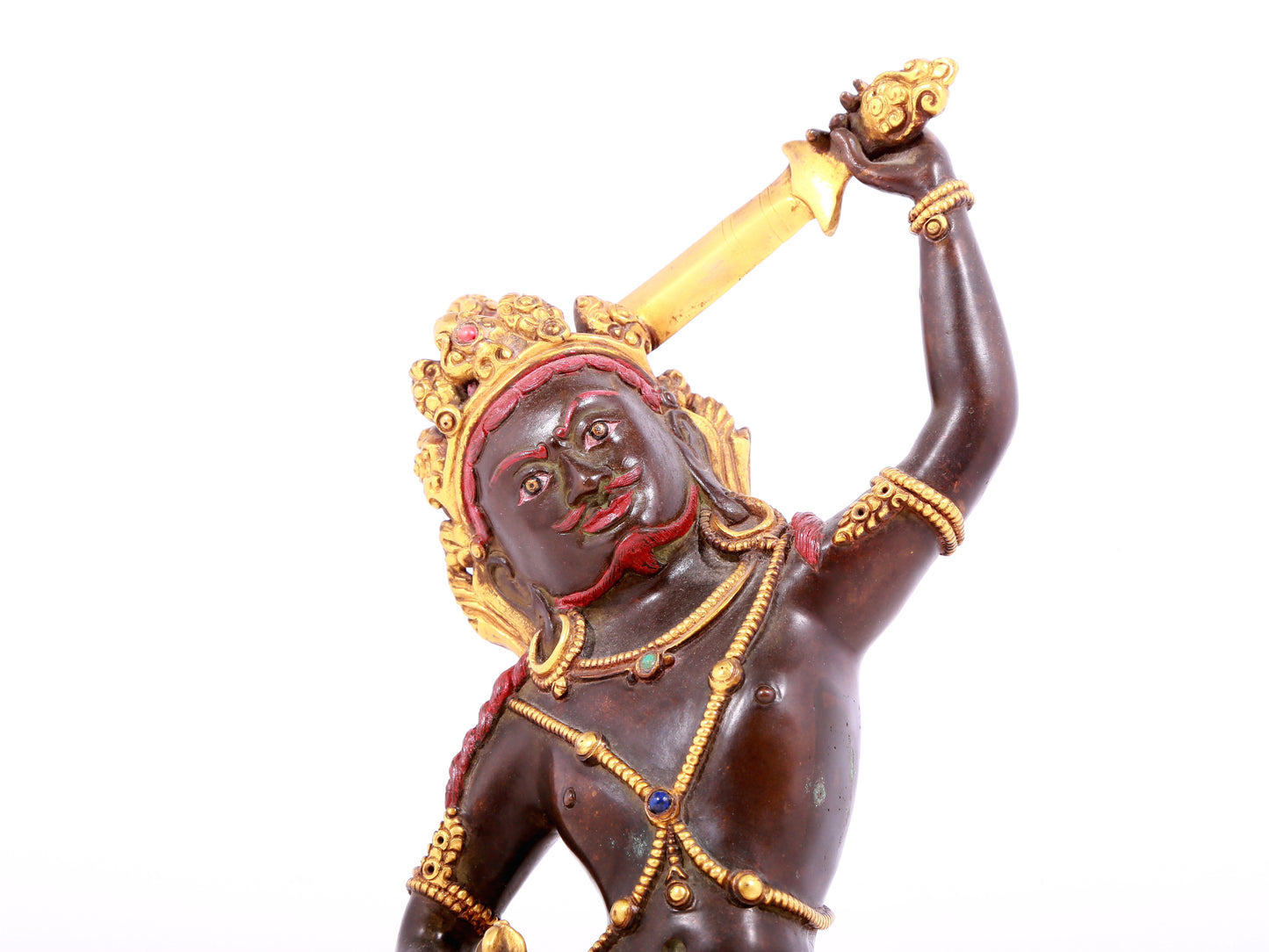 A solemn gilt bronze Vajra statue