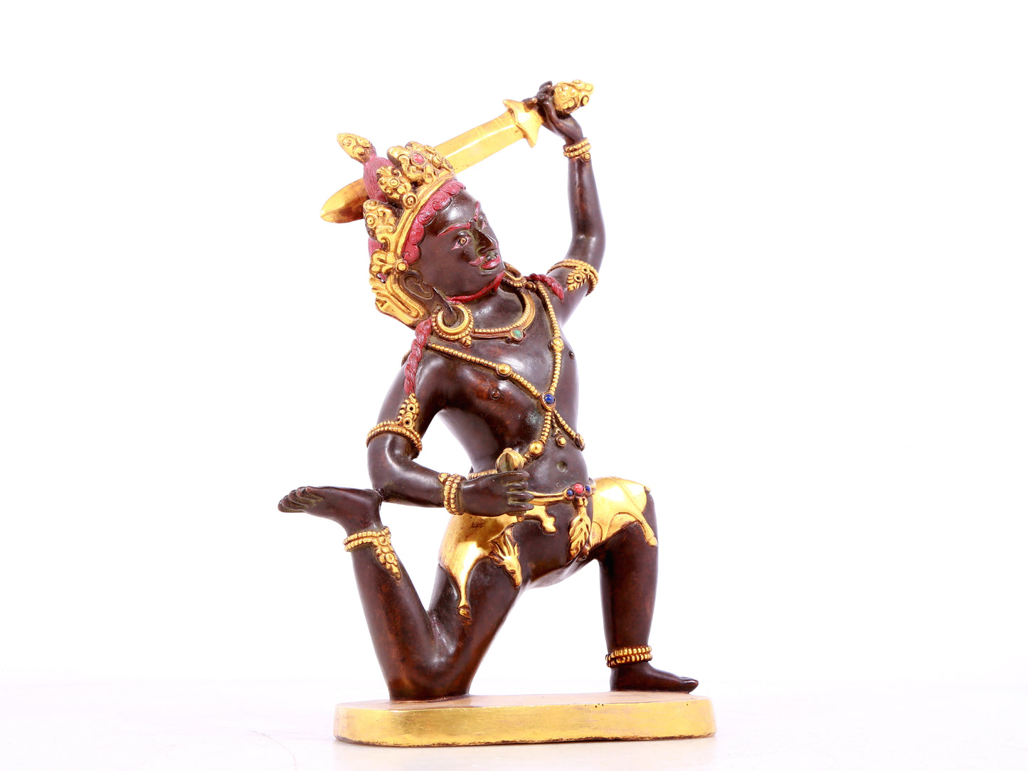 A solemn gilt bronze Vajra statue