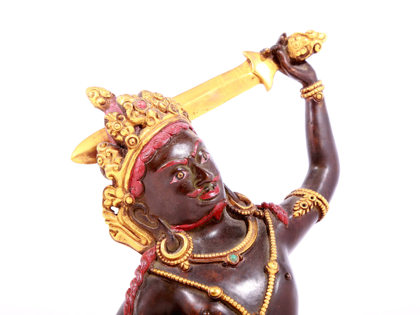 A solemn gilt bronze Vajra statue