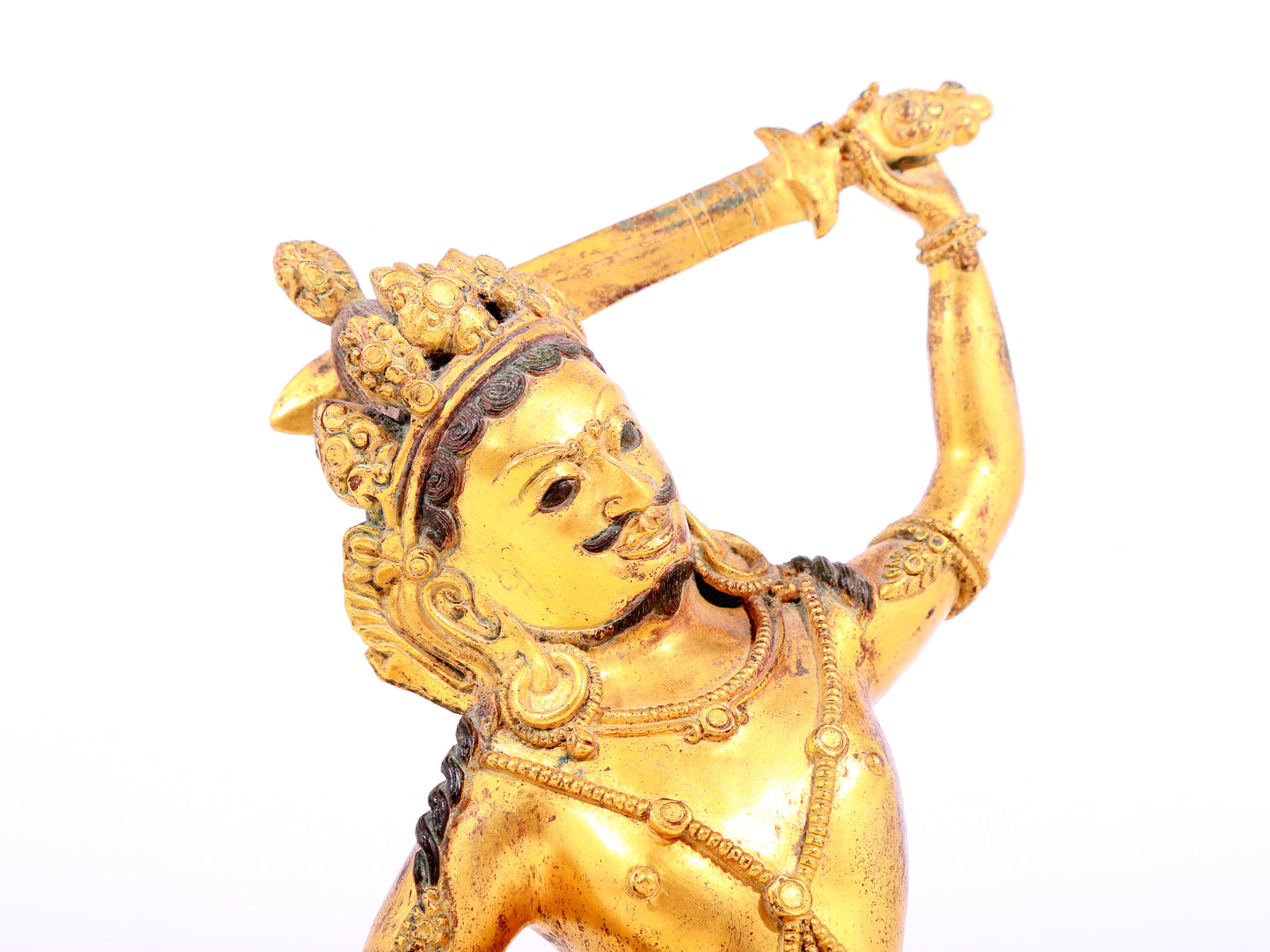 A solemn gilt bronze Vajra statue