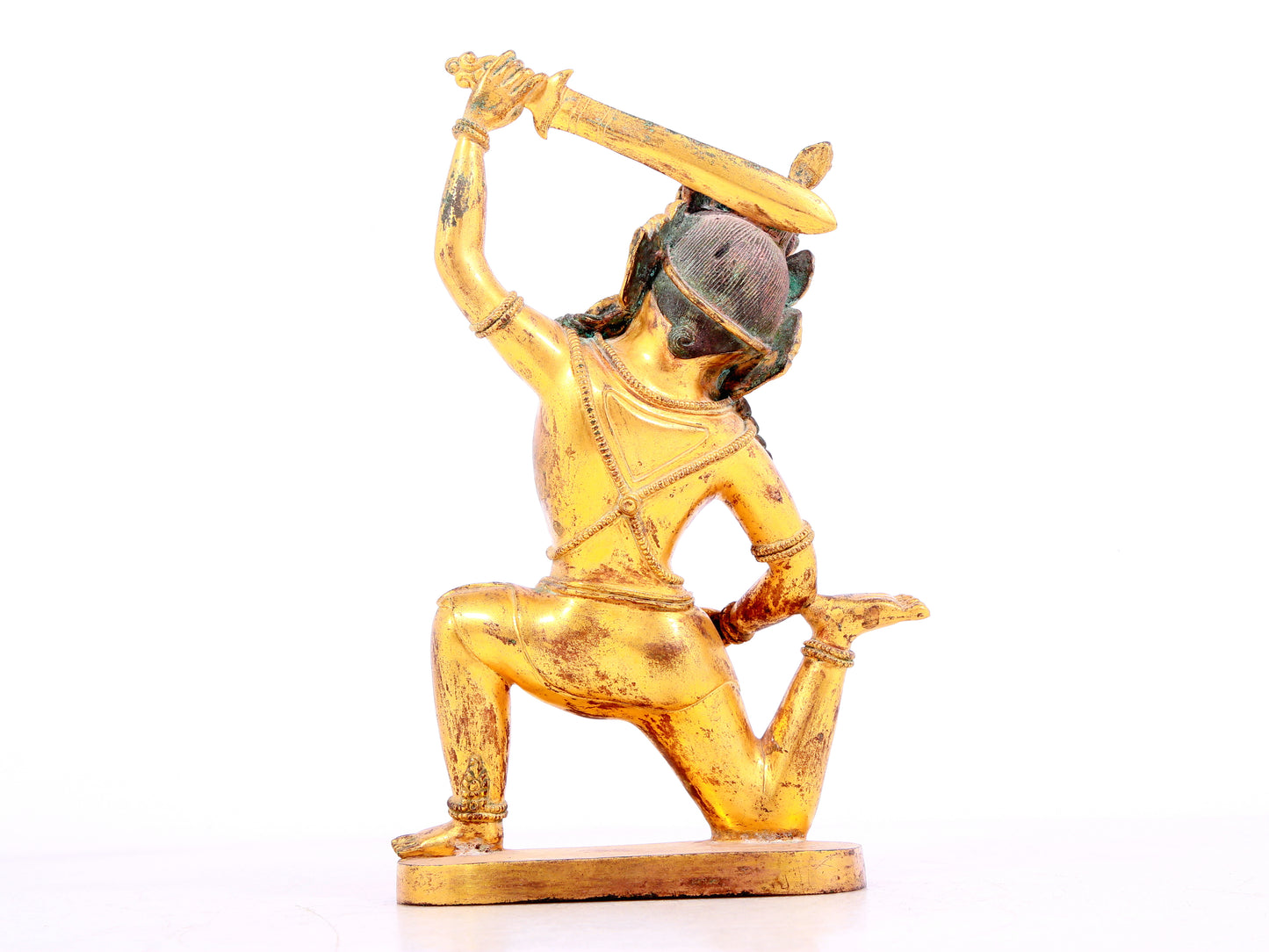 A solemn gilt bronze Vajra statue