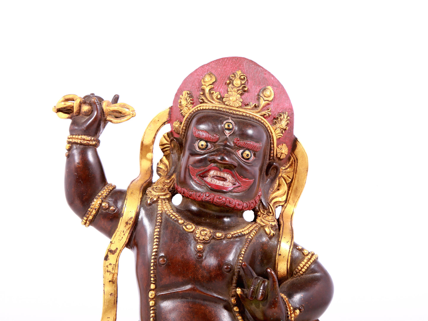 A solemn gilt bronze Vajra statue