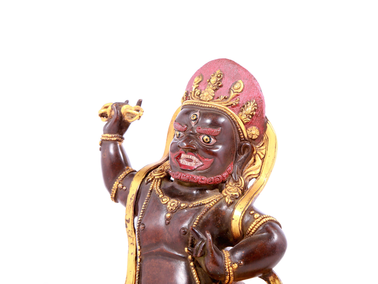 A solemn gilt bronze Vajra statue