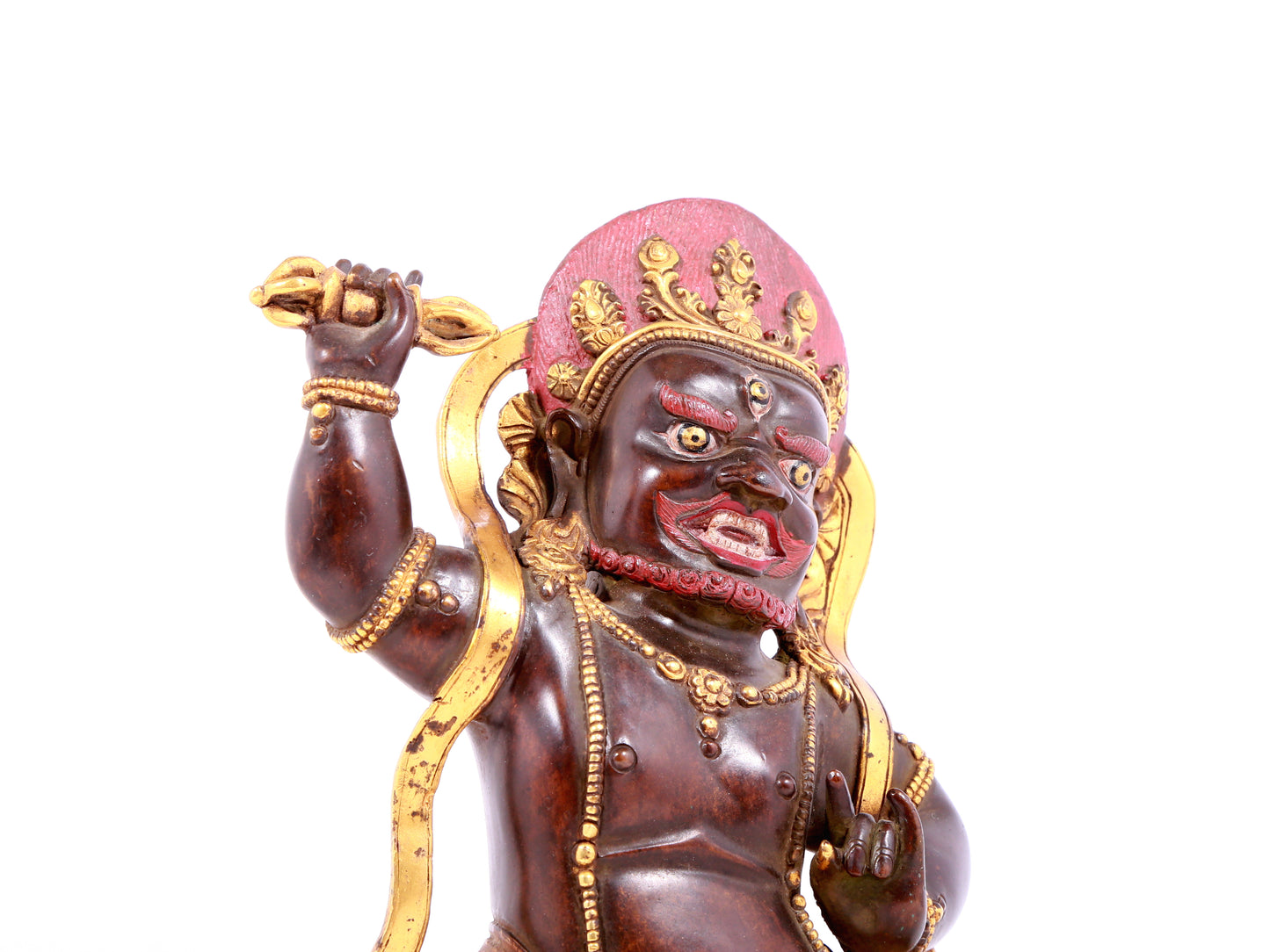 A solemn gilt bronze Vajra statue