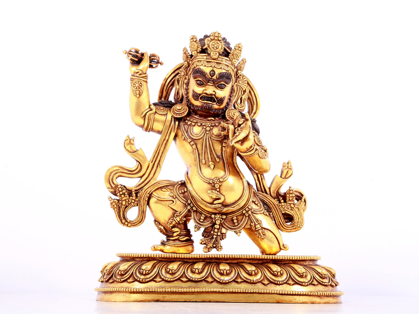 A solemn gilt bronze Vajra statue