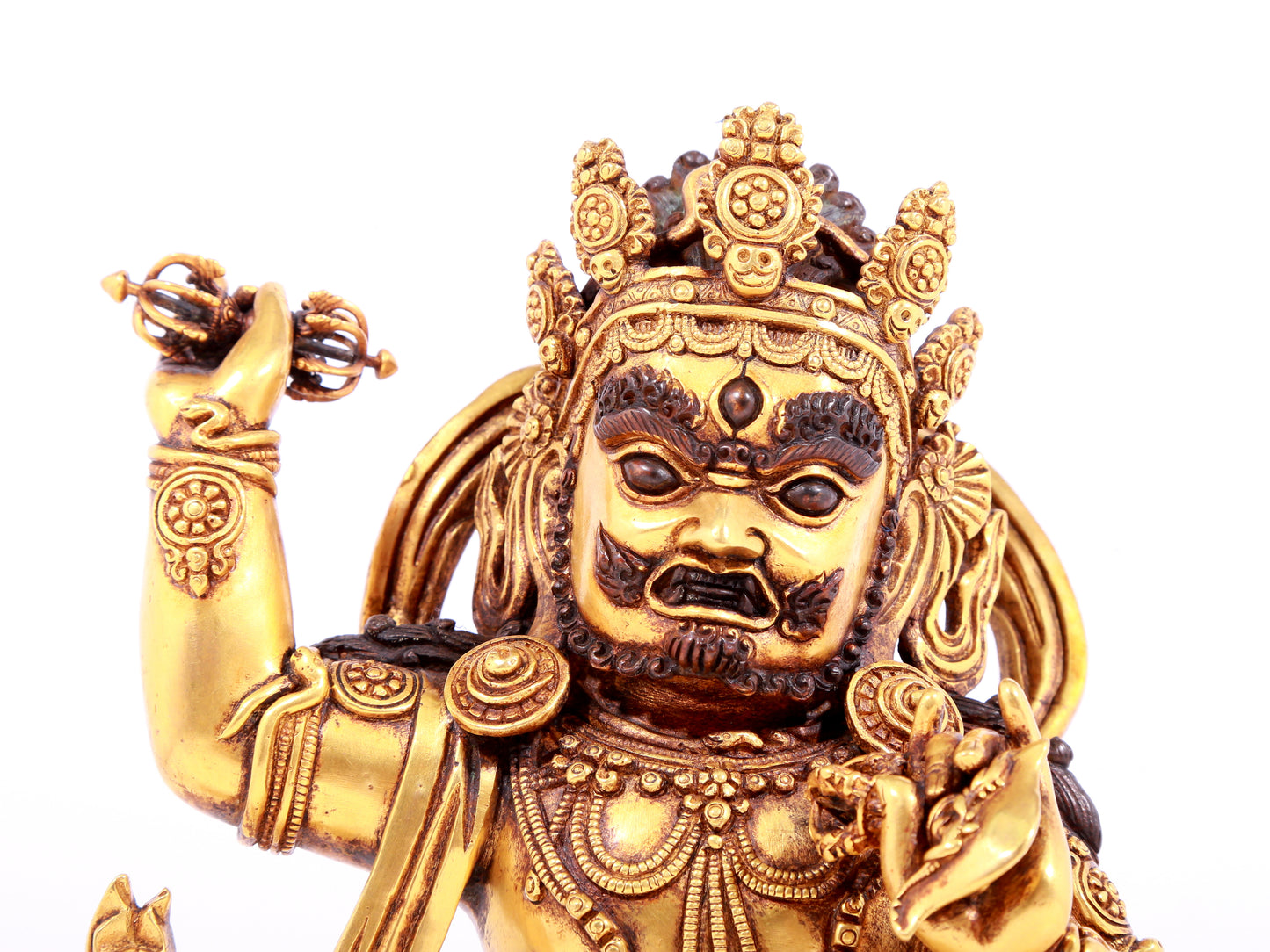 A solemn gilt bronze Vajra statue