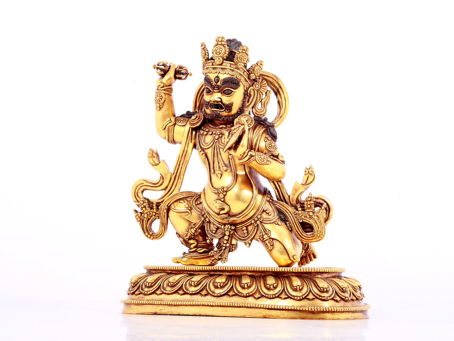 A solemn gilt bronze Vajra statue