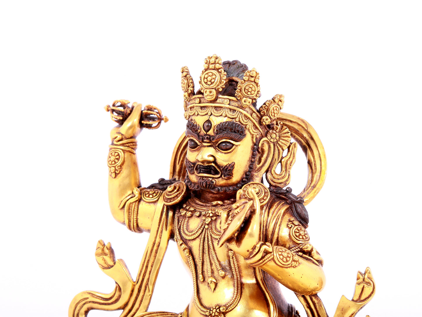A solemn gilt bronze Vajra statue