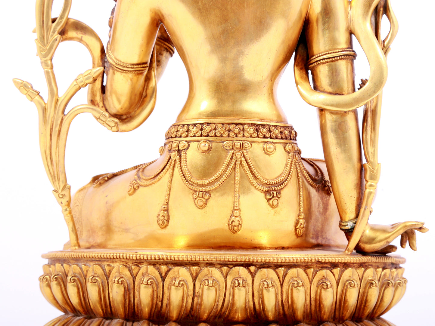 A solemn gilt copper green tara