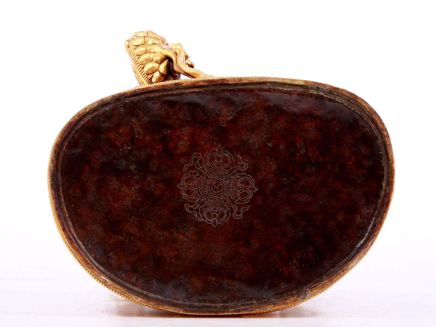 A solemn gilt copper green tara