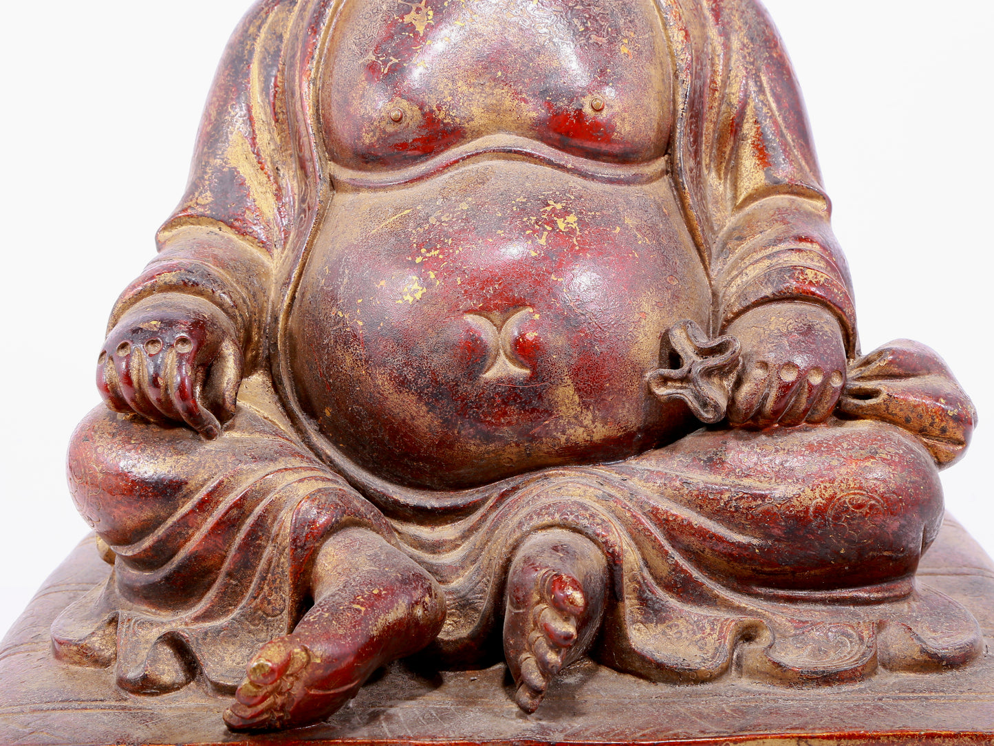 An Archaic Gold-Painted Bronze Figure Of Maitreya