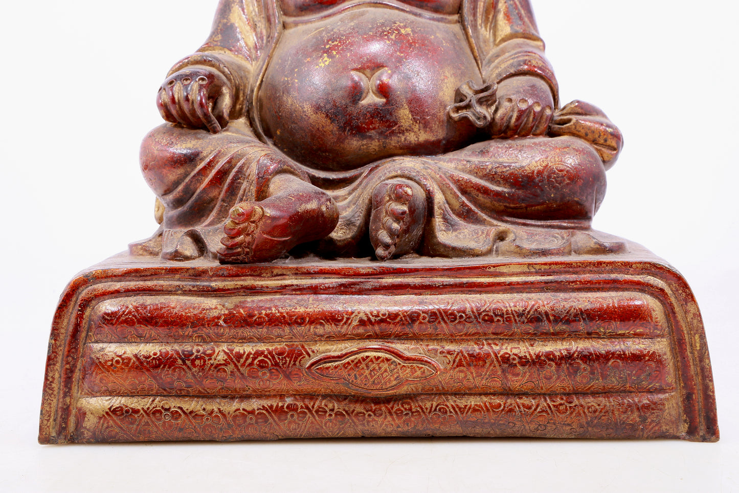 An Archaic Gold-Painted Bronze Figure Of Maitreya