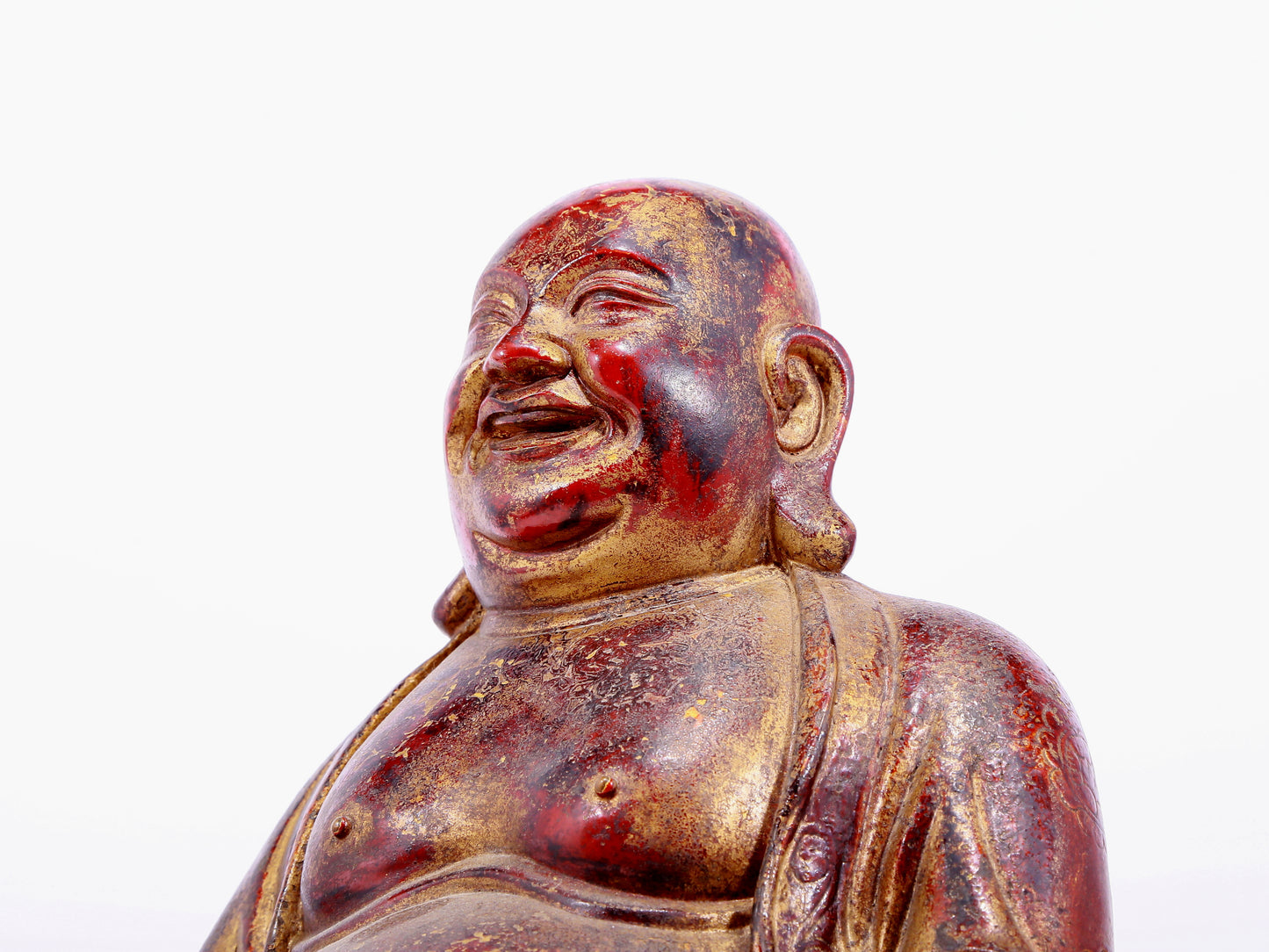 An Archaic Gold-Painted Bronze Figure Of Maitreya