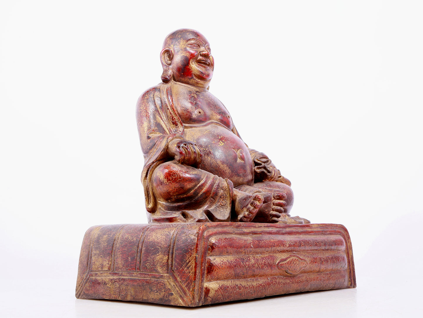 An Archaic Gold-Painted Bronze Figure Of Maitreya