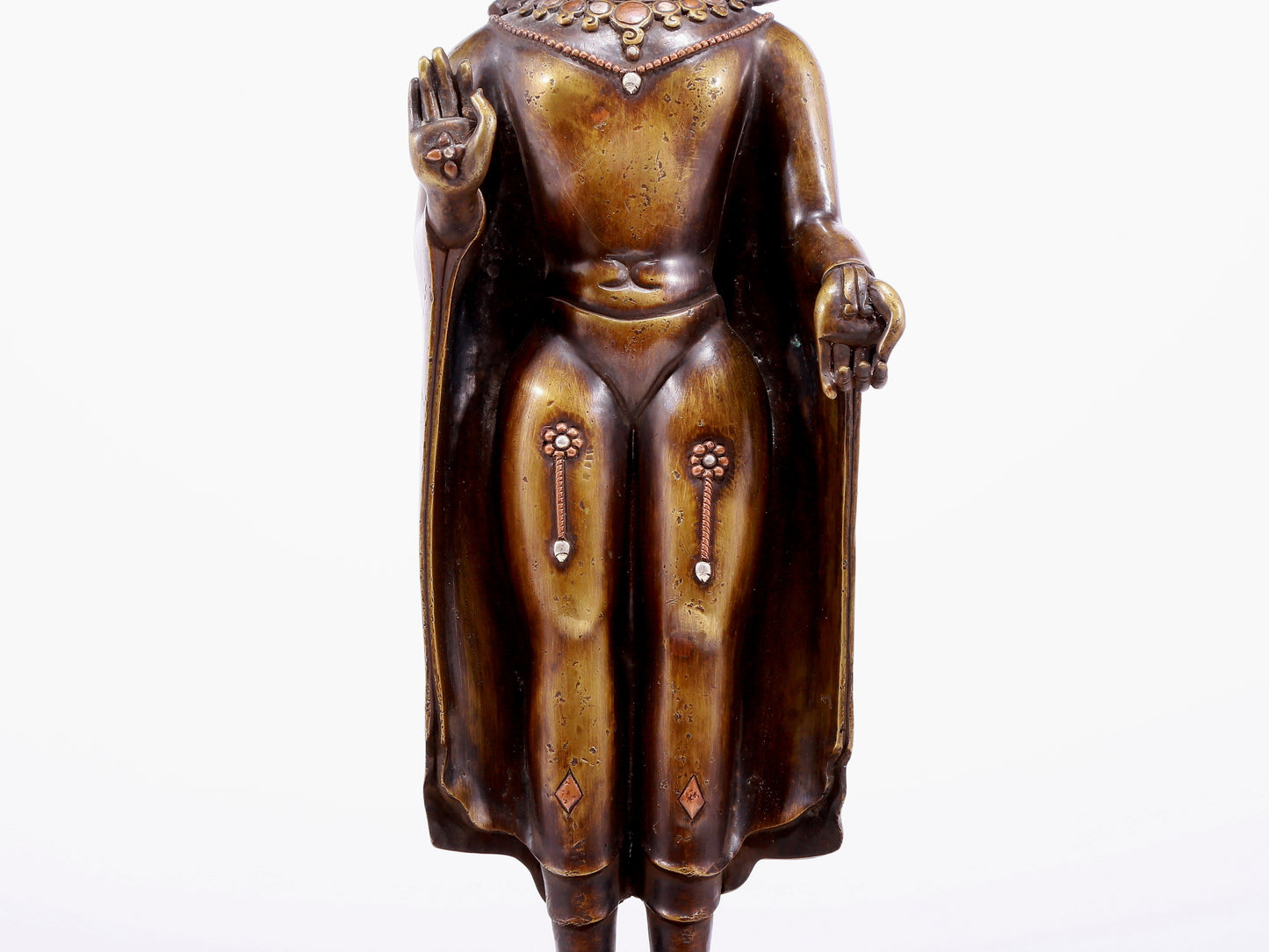 An alloy copper inlaid silver Buddha statue