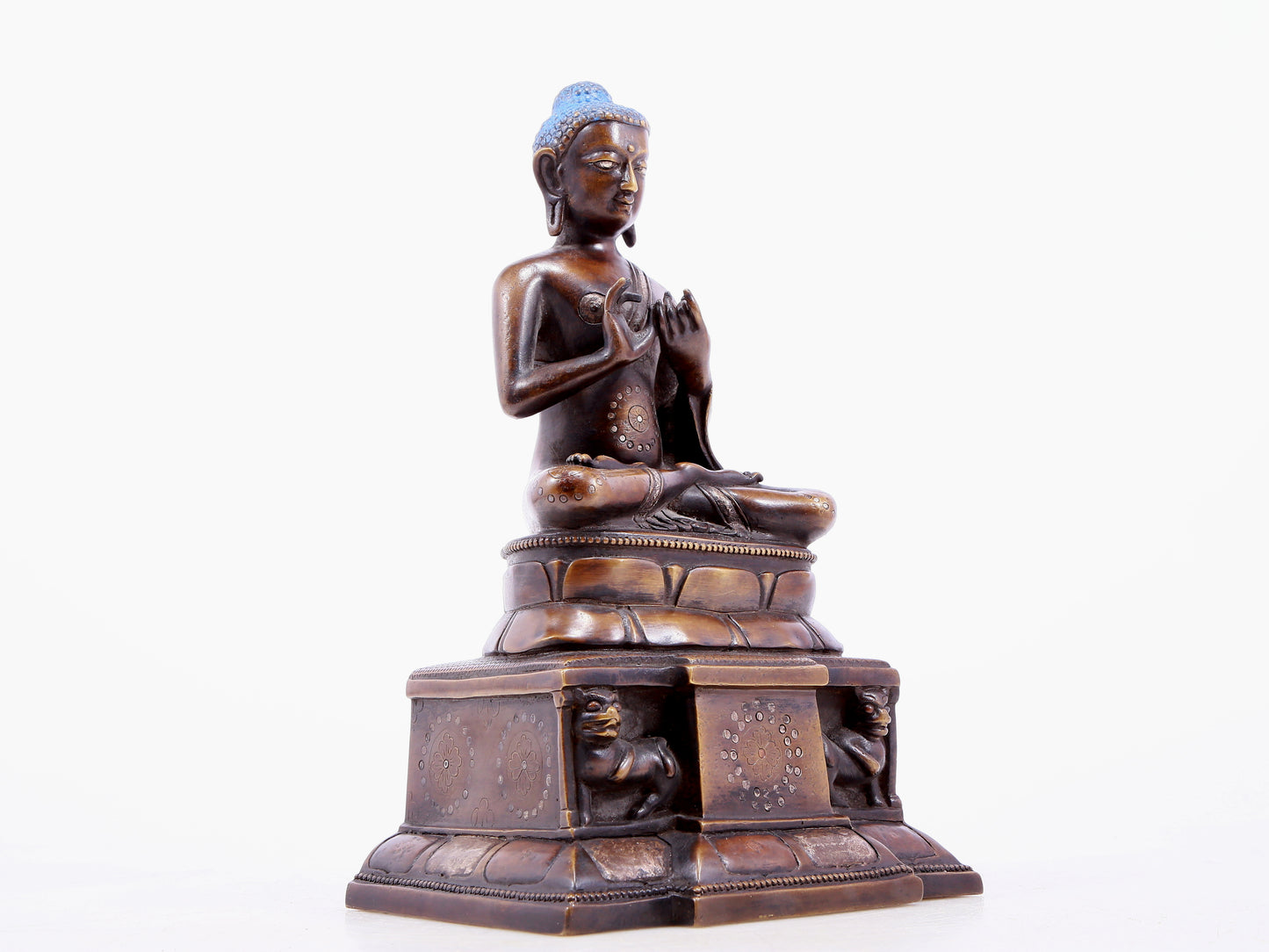 An alloy copper inlaid silver statue of Gautama Buddha